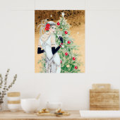 Retro  deco dame kerstavond poster (Keuken)