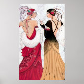 Retro  deco kerstdames poster (Voorkant)