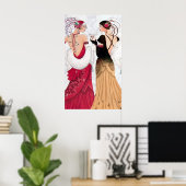 Retro  deco kerstdames poster (Thuiskantoor)