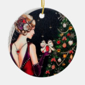 retro deco kerstmis keramisch ornament (Voorkant)