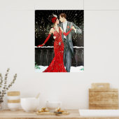 Retro  deco kerstparen poster (Keuken)