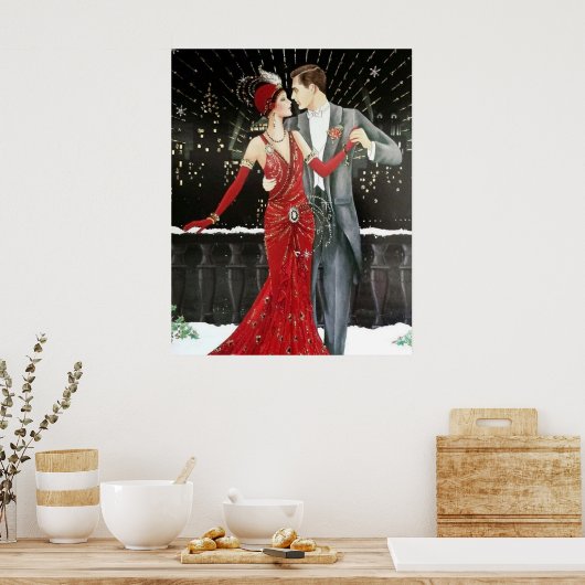 Retro deco kerstparen poster (Keuken)