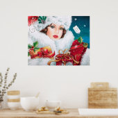 Retro deco lady poster kerst (Keuken)