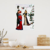 Retro  deco mensen Kerstmis poster (Keuken)