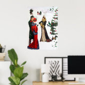 Retro  deco mensen Kerstmis poster (Thuiskantoor)