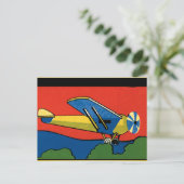 Retro Deco Plane Briefkaart (Staand voorkant)
