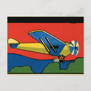 Retro Deco Plane Briefkaart