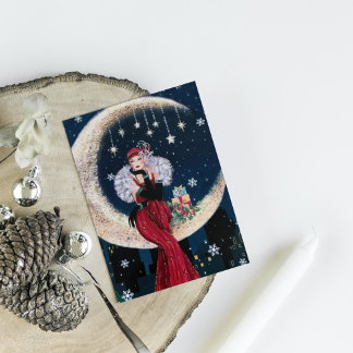 Retro decodame kerst feestdagen kaart