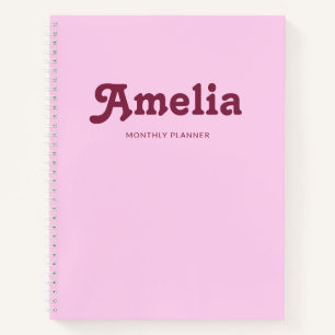 Retro decoratieve eenvoudige roze oranje notitieboek