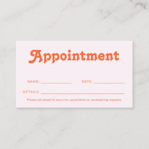 Retro decoratieve minimalistische roze oranje afsprakenkaartje