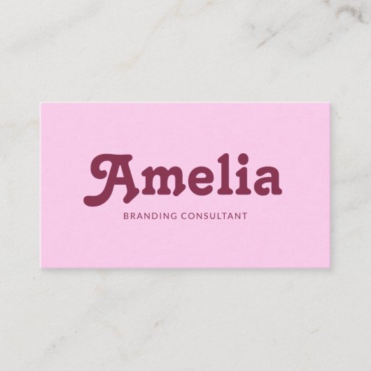 Retro Decorative Minimalist Pink Visitekaartje (Voorkant)