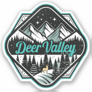 Retro Deer Valley Ski Sticker