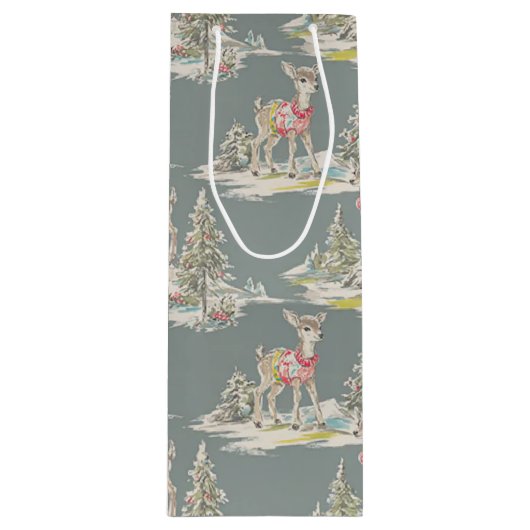 retro deer wijn cadeautas (Voorkant)