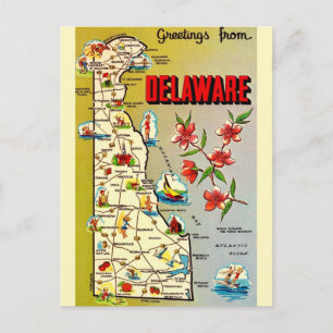 Retro Delaware Map Briefkaart