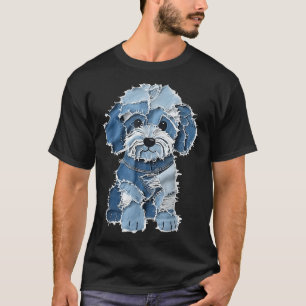 Retro Denim Dog Patch, Grappig Shabby Blue Jean Pu T-shirt