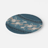 Retro Denim Textuur met kant Papieren Bordje (Gekanteld)