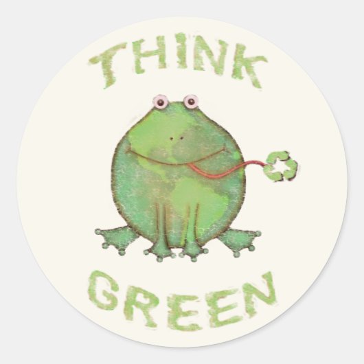 / Retro Denk Groene Kikker Stickers (Voorkant)
