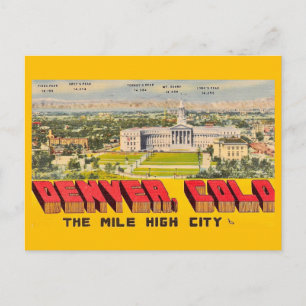 Retro Denver Colorado ansichtkaart Briefkaart