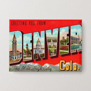 Retro Denver Colorado ansichtkaart Button