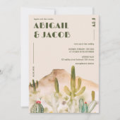Retro Desert Cactus Arizona Bestemming Bruiloft Kaart (Voorkant)