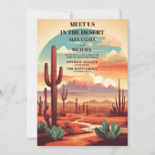 Retro Desert Cactus Landschap Bruiloft Kaart (Voorkant)