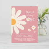 Retro desert daisy 1e verjaardag dusty roze kaart (Staand voorkant)