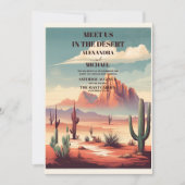 Retro Desert en Cactus Bruiloft Kaart (Voorkant)