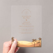 Retro Desert Sunset Wedding Acryl Uitnodigingen (Insitu (Draagbaar))