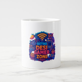 Retro Desi Gamer Zone Mug - Neon Gaming Coffee