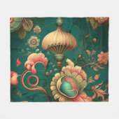  retro design floraal groen fleece deken (Voorkant (Horizontaal))