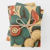  retro design floral pastel inpakpapier vel (In situ)