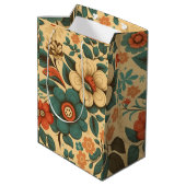  retro design floral pastel medium cadeauzakje (Achterkant Gekanteld)