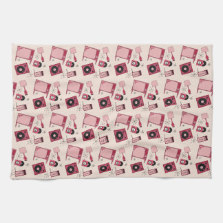 Retro design in roze tinten theedoek