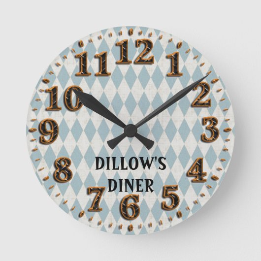 Retro Design Personalized Clock Sjabloon Ronde Klok (Voorkant)