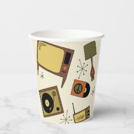 Retro design van records, T.V. , en meer Papieren Bekers