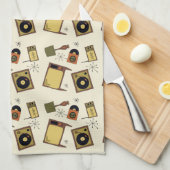 Retro design van T.V.'s, records Theedoek (Quarter Fold)