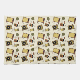 Retro design van T.V.'s, records Theedoek