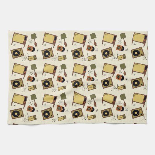 Retro design van T.V.'s, records Theedoek (Horizontaal)