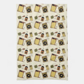 Retro design van T.V.'s, records Theedoek (Verticaal)