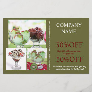 Retro dessert sundae ijsje flyer
