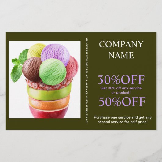 Retro dessert sundae sweets ijs flyer (Voorkant)