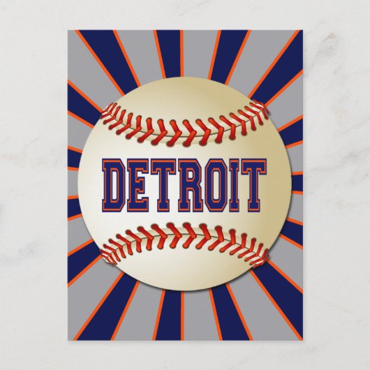 RETRO DETROIT BASEBALL BRIEFKAART (Voorkant)