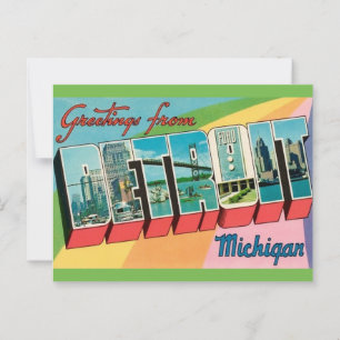 Retro Detroit Michigan Groet Briefkaart