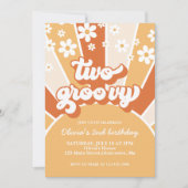 Rétro Deux Groovy Invitation florale boho soleil m (Devant)