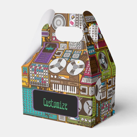 Retro Devices Recording Studio Gable Favor Box Bedankdoosjes (Voorkant Zijde)