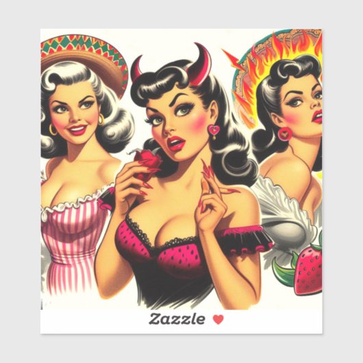 Retro Devilish Pin-up Sticker (Vel)