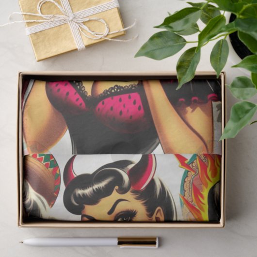 Retro Devilish Pin-up Tissuepapier (Geschenk)