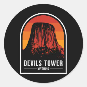 Retro Devils Tower National Monument Wyoming Wande Ronde Sticker