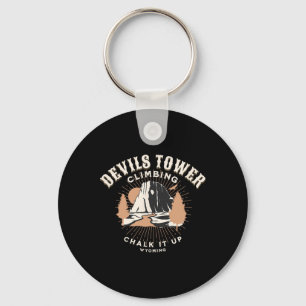 Retro Devils Tower Wyoming Berg Rots Klimmen Sleutelhanger