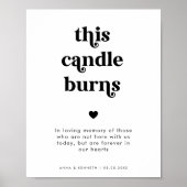 Retro Deze Kaars Brandt Bruiloft In Geheugen Teken Poster (Voorkant)